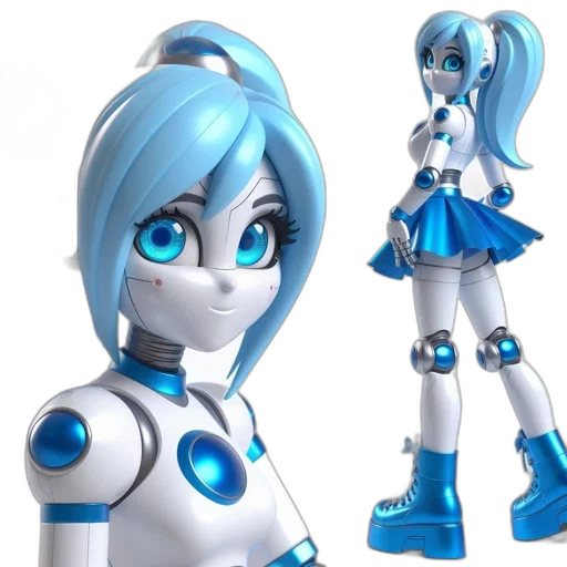 robot, 3d render, concept art, anime transparent PNG cut-out