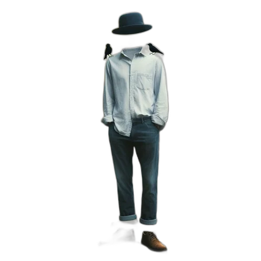 jacket, hat, staff, 3d render transparent PNG cut-out