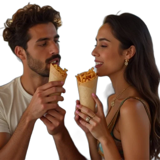 food, fire, man, woman transparent PNG cut-out