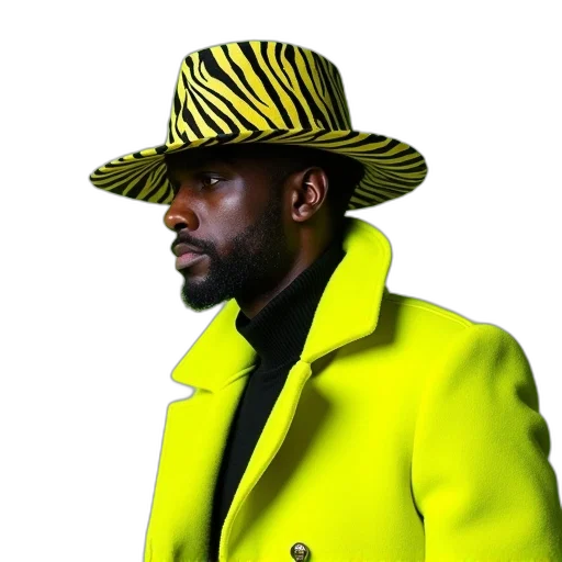 hat, jacket, neon, man transparent PNG cut-out