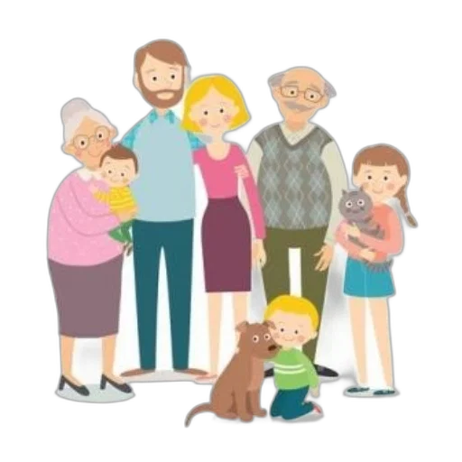 cartoon, illustration, family, grandparents transparent PNG cut-out