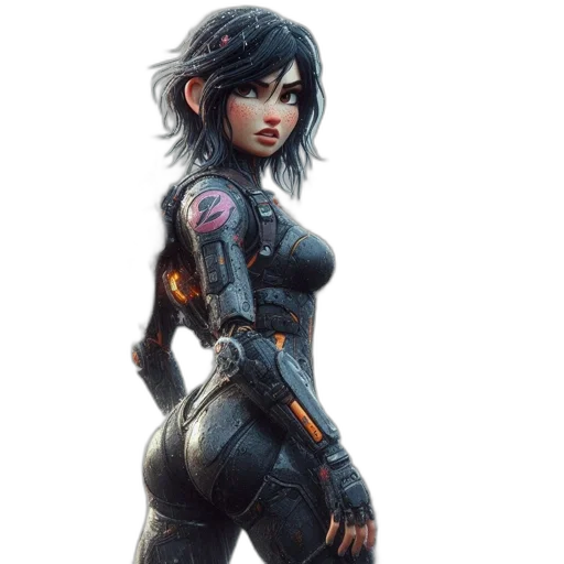 robot, concept art, cyberpunk, comic book art transparent PNG cut-out