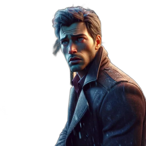 jacket, face, weapon, concept art transparent PNG cut-out