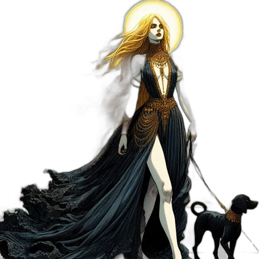 dress, staff, fantasy art, concept art transparent PNG cut-out