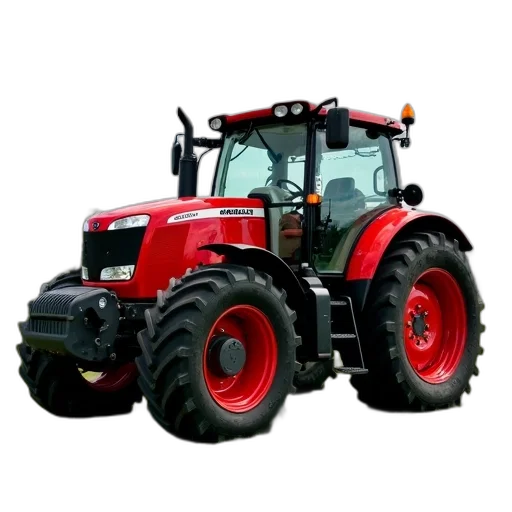red, tractor, large, front transparent PNG cut-out