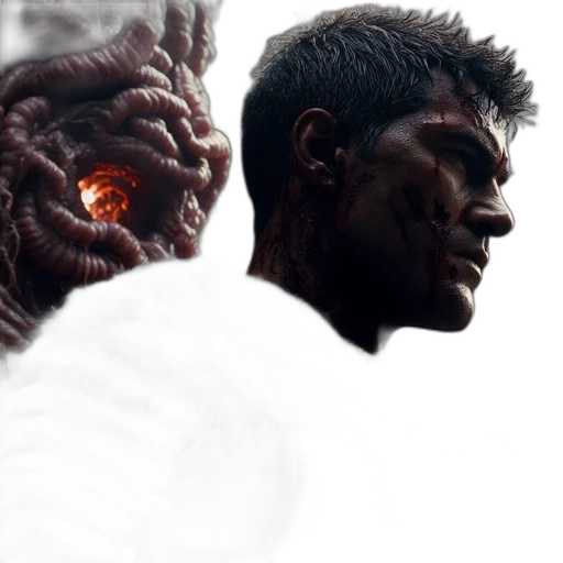 face, creature, concept art, 3d render transparent PNG cut-out