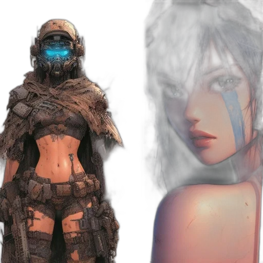 concept art, cyberpunk, fantasy art, 3d render transparent PNG cut-out