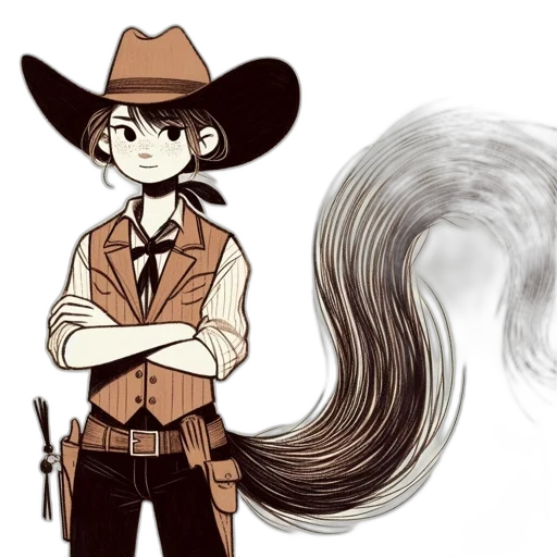 hair, staff, hat, concept art transparent PNG cut-out