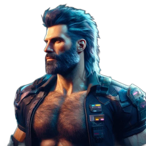 hair, jacket, face, cyberpunk transparent PNG cut-out