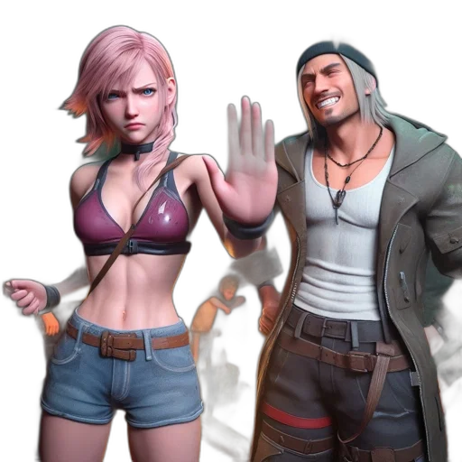 concept art, cyberpunk, 3d render, comic book art transparent PNG cut-out