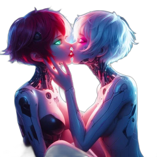 robot, cyberpunk, concept art, watercolor transparent PNG cut-out