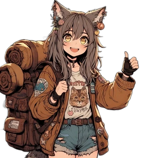 jacket, animal, weapon, staff transparent PNG cut-out