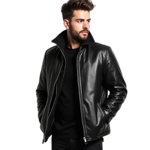 jacket, man, wearing, black transparent PNG cut-out