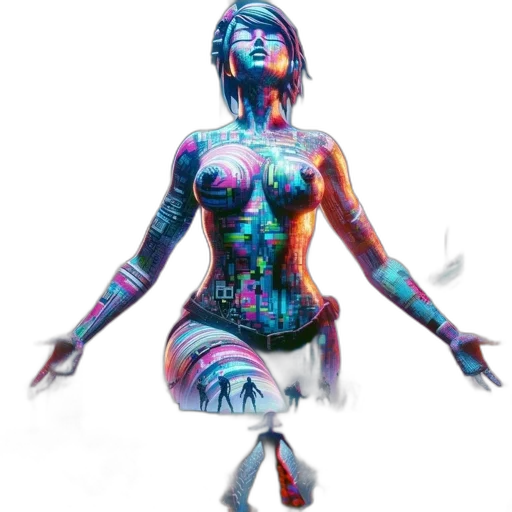 dress, concept art, cyberpunk, pixel art transparent PNG cut-out