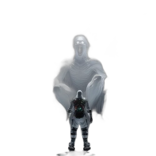 robot, creature, mask, staff transparent PNG cut-out