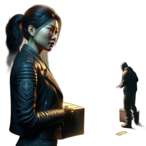 jacket, staff, concept art, comic book art transparent PNG cut-out