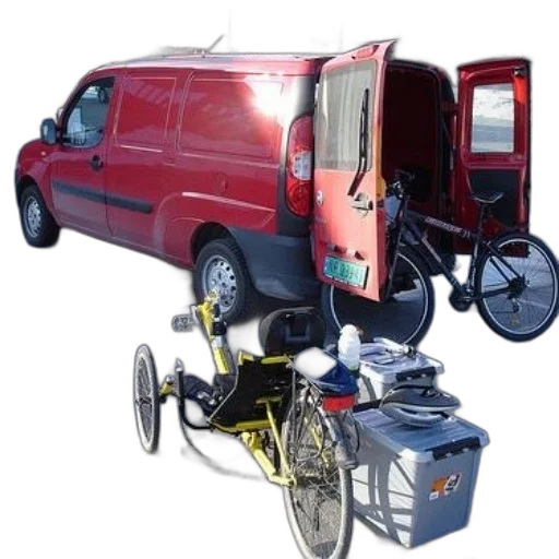 car, red, van, open transparent PNG cut-out