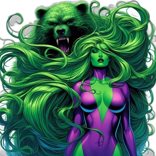 hair, creature, comic book art, fantasy art transparent PNG cut-out