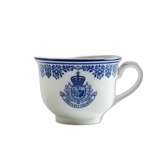 white, porcelain, teacup, blue transparent PNG cut-out