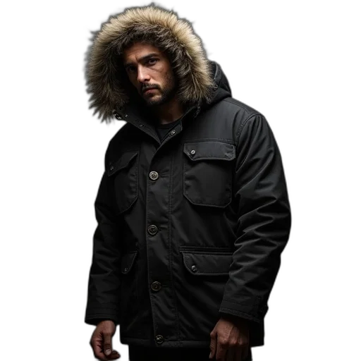 jacket, staff, mens, parka transparent PNG cut-out