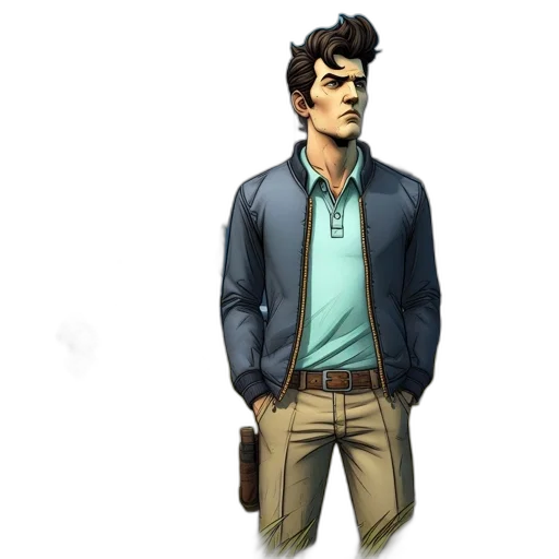 jacket, concept art, comic book art, 3d render transparent PNG cut-out