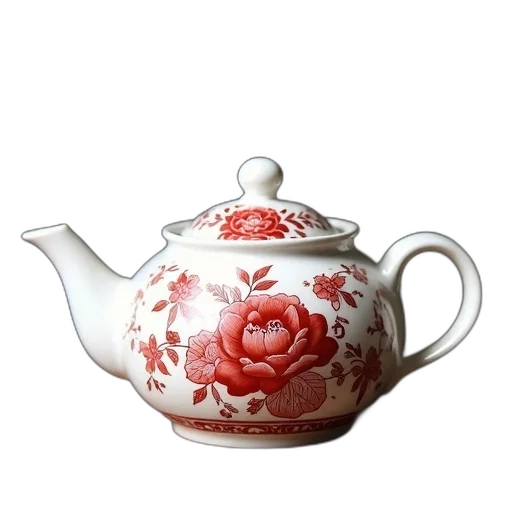 photorealistic, 3d render, ceramic, teapot transparent PNG cut-out