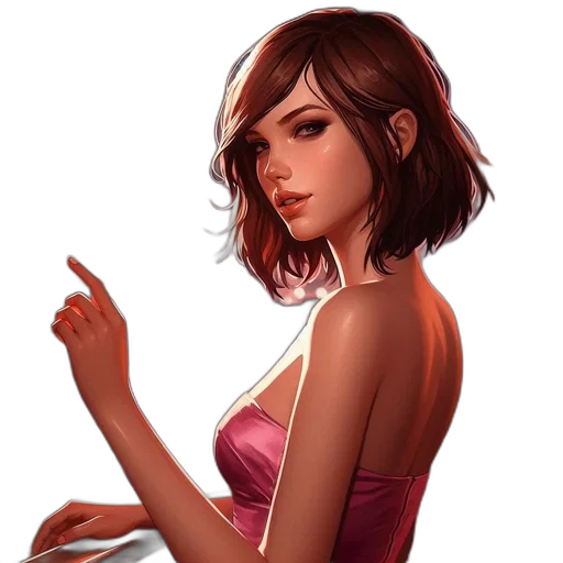 dress, face, jewelry, concept art transparent PNG cut-out