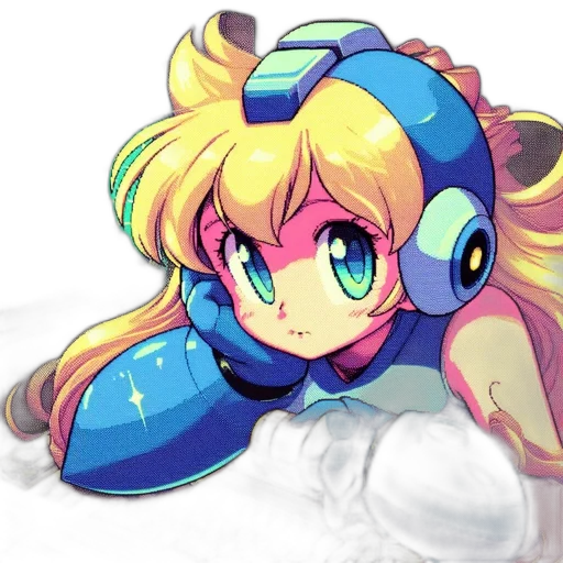 robot, pixel art, anime, vaporwave transparent PNG cut-out