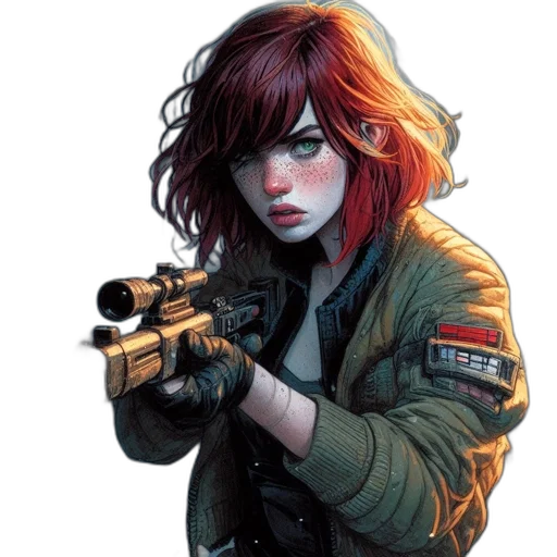 jacket, weapon, comic book art, concept art transparent PNG cut-out