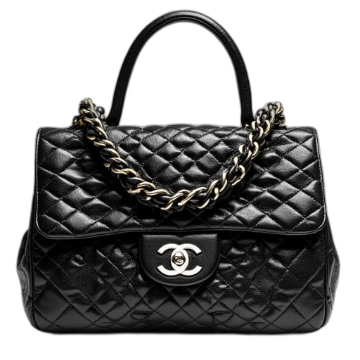 chanel, bag, beads, black transparent PNG cut-out