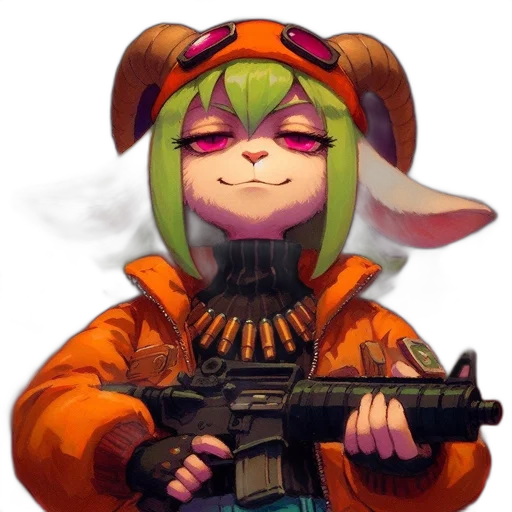 weapon, animal, jacket, staff transparent PNG cut-out