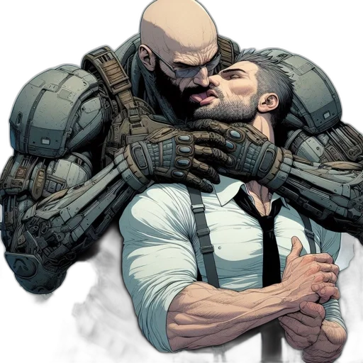 comic book art, concept art, cyberpunk, earth tones transparent PNG cut-out