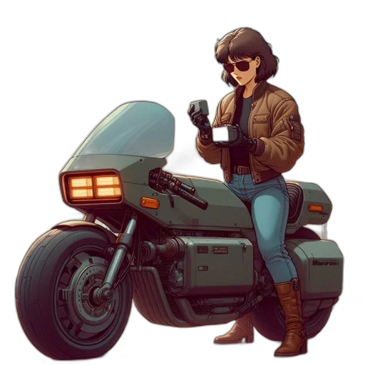 jacket, weapon, car, concept art transparent PNG cut-out