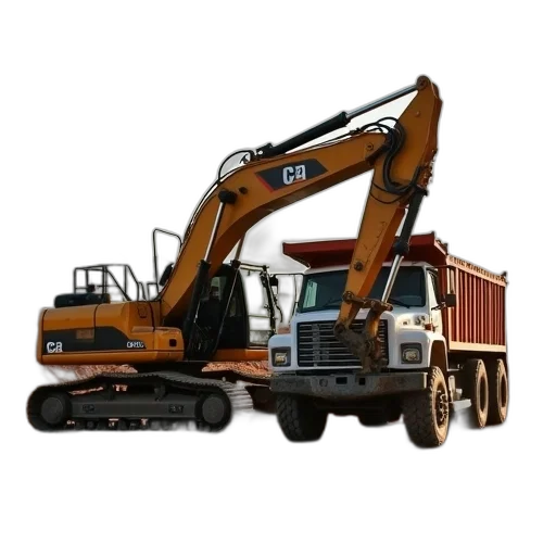 3d render, photorealistic, excavator, digger transparent PNG cut-out