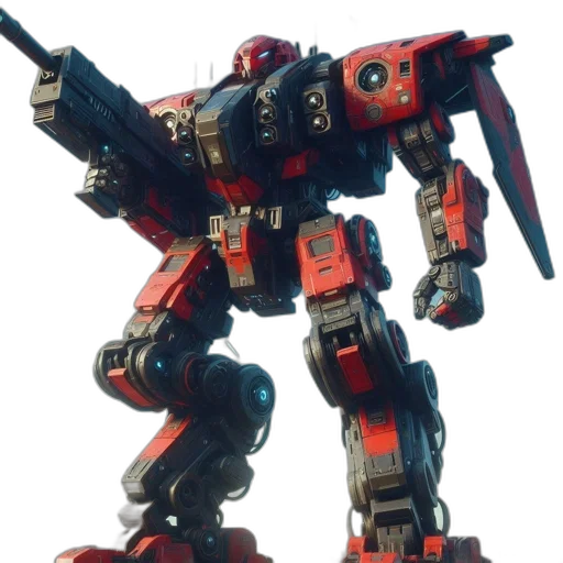 robot, weapon, concept art, 3d render transparent PNG cut-out