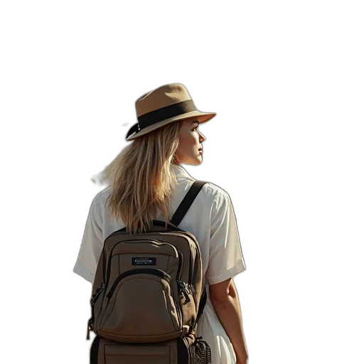 hat, staff, jacket, photorealistic transparent PNG cut-out