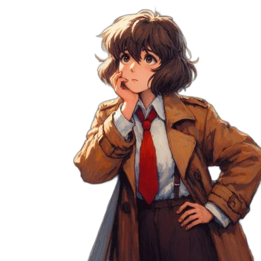 jacket, staff, face, hair transparent PNG cut-out
