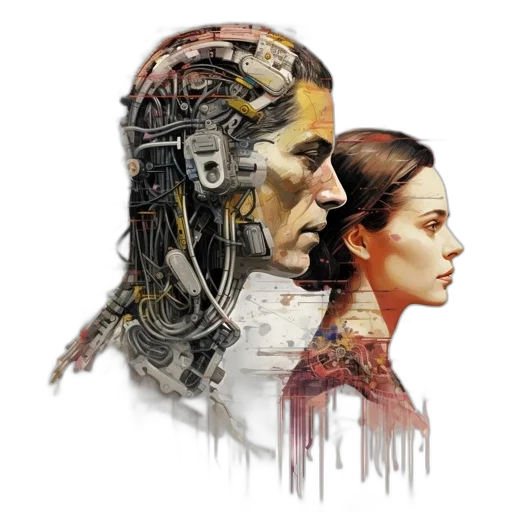 robot, face, cyberpunk, concept art transparent PNG cut-out