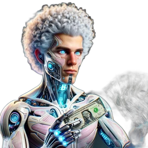 robot, face, weapon, cyberpunk transparent PNG cut-out