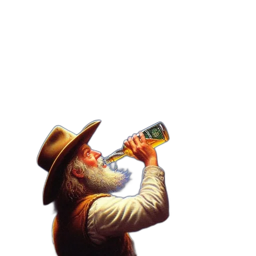 bottle, hat, food, staff transparent PNG cut-out