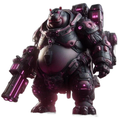 robot, weapon, concept art, 3d render transparent PNG cut-out