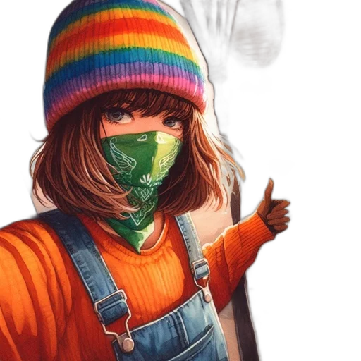 mask, hat, jacket, face transparent PNG cut-out
