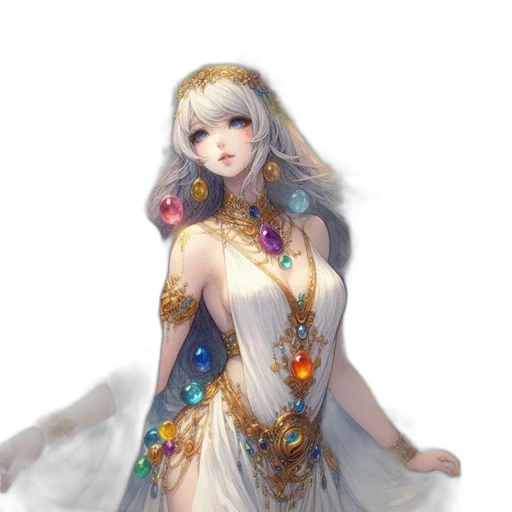 dress, jewelry, staff, dragon transparent PNG cut-out