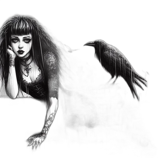 creature, hair, dress, fantasy art transparent PNG cut-out