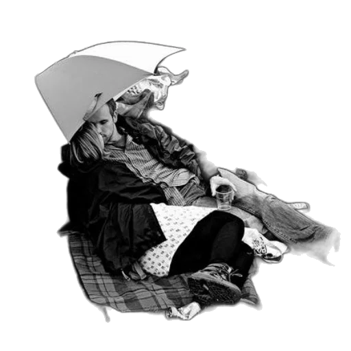 umbrella, staff, jacket, face transparent PNG cut-out