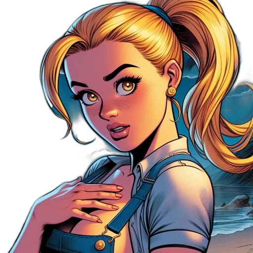 comic book art, cartoon, concept art, young transparent PNG cut-out