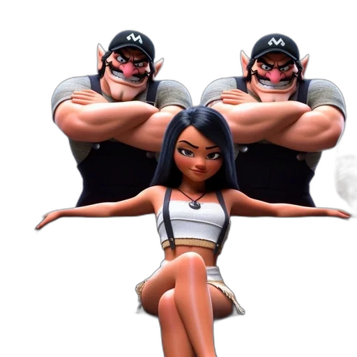 concept art, 3d render, cartoon, three transparent PNG cut-out
