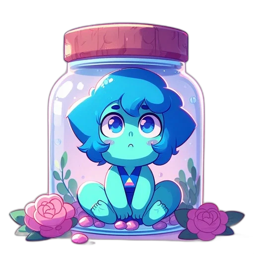 bottle, flower, creature, pixel art transparent PNG cut-out