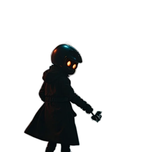 robot, mask, jacket, weapon transparent PNG cut-out