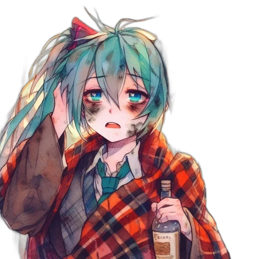 jacket, bottle, hair, face transparent PNG cut-out